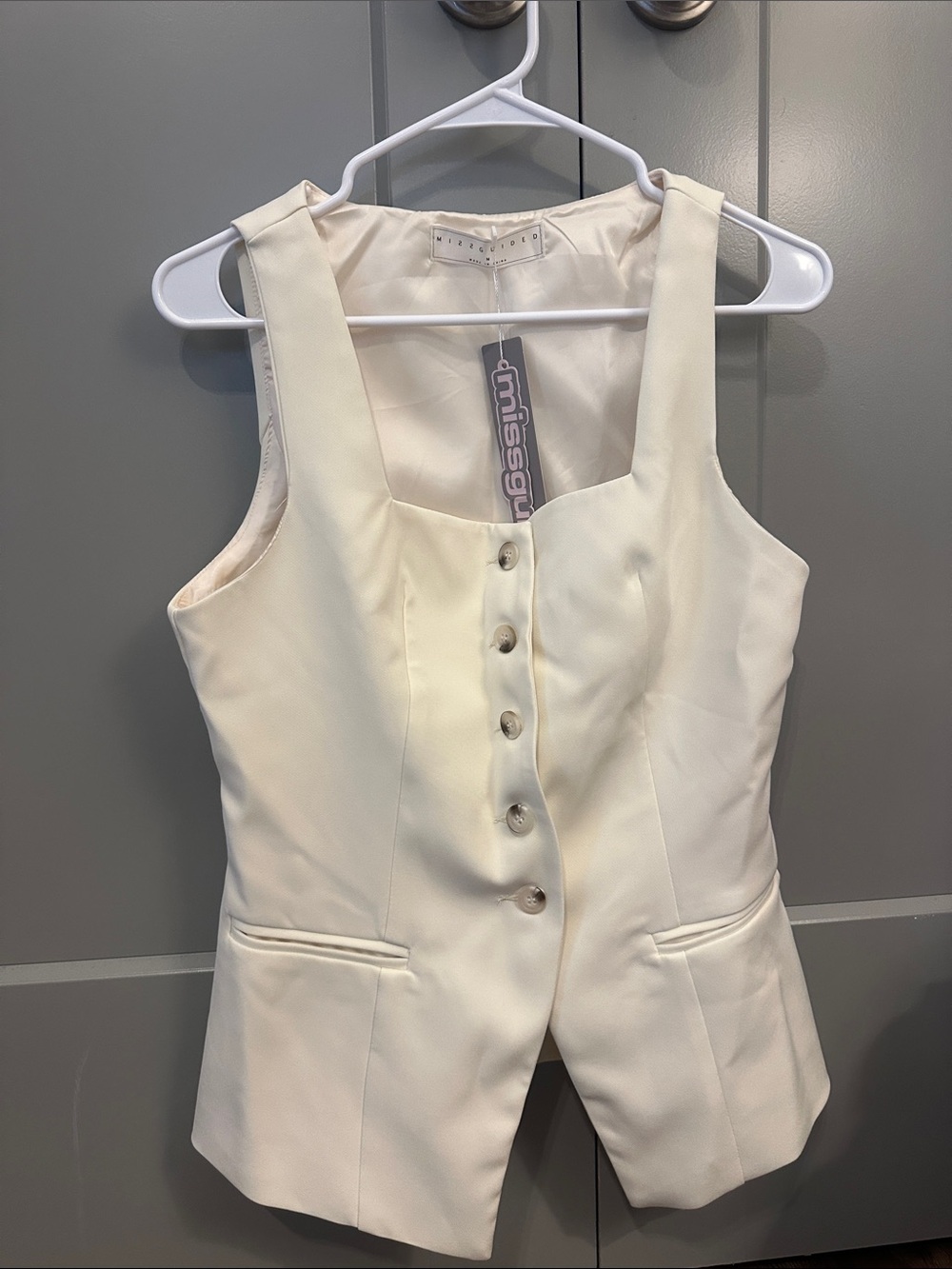 Missguided Cream Button Two piece set